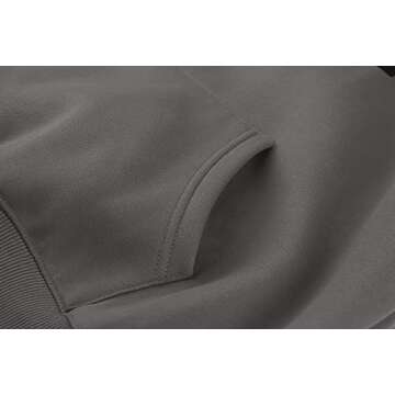 Lauweion Women Solid Basic Fleece Letter Loose Hoodie Sweatshirt Long Sleeve Kangaroo Pocket Drop Shoulder Pullovers Top (X-Large, Dark Grey)