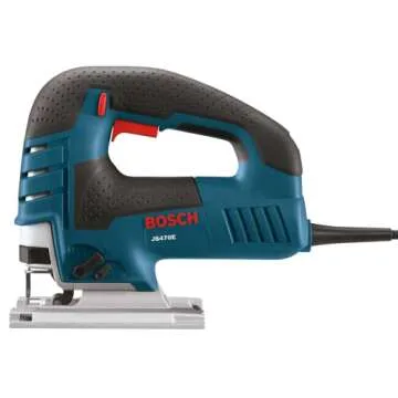 BOSCH Top-Handle Jig Saw 7.0 Amp, 3,100 SPM, 45 Degree Beveled Cuts, Variable-Speed Control, Ergonomic Design, Corded (JS470E)
