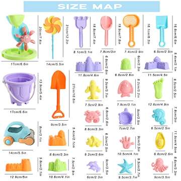 Beach Sand Toys for Kids - 31 pcs Sandbox Toy Set for Kids 3-10, Sand Castle Toys with Water Wheel, ...