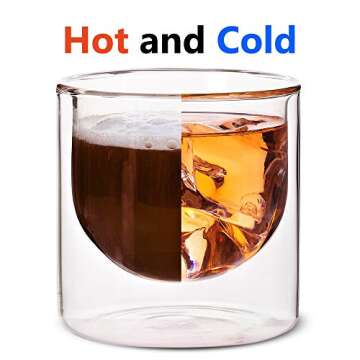BTaT- Double wall glass, Set of 4, 5 oz (150 ml), Insulated Drinking Glasses, Espresso Cups, Glass Coffee Cups, Cappuccino Cups, Scotch Glasses, Glass Mug for Hot & Cold Beverages
