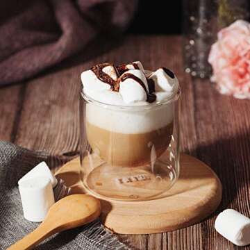 BTaT- Double wall glass, Set of 4, 5 oz (150 ml), Insulated Drinking Glasses, Espresso Cups, Glass Coffee Cups, Cappuccino Cups, Scotch Glasses, Glass Mug for Hot & Cold Beverages