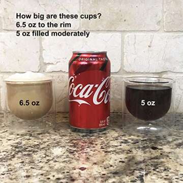 BTaT- Double wall glass, Set of 4, 5 oz (150 ml), Insulated Drinking Glasses, Espresso Cups, Glass Coffee Cups, Cappuccino Cups, Scotch Glasses, Glass Mug for Hot & Cold Beverages