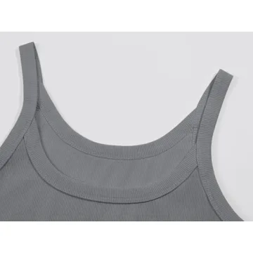 Ivay Womens Scoop Neck Ribbed Knit Tank Top Sexy Cotton Sleeveless Camisole Shirts