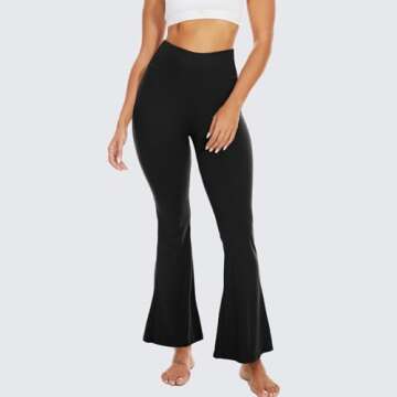 Stylish Sundwudu Black Flare Yoga Pants for Women