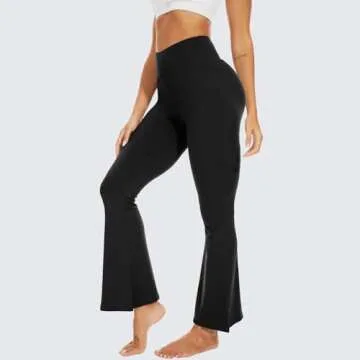 Stylish Sundwudu Black Flare Yoga Pants for Women