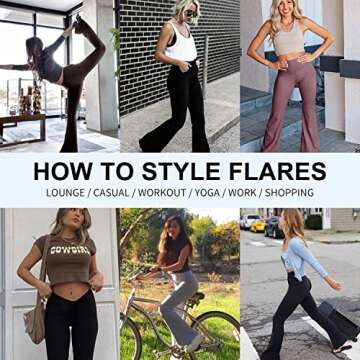 Stylish Sundwudu Black Flare Yoga Pants for Women