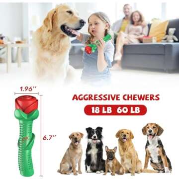 ucho Dog Toys for Aggressive Chewers, Rose Dog Toy for Small Medium Dogs, Interactive Chew Toys for ...