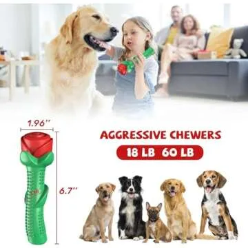 ucho Dog Toys for Aggressive Chewers, Rose Dog Toy for Small Medium Dogs, Interactive Chew Toys for ...