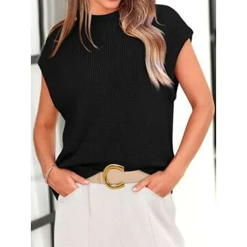 PRETTYGARDEN Mock Neck Sleeveless Sweater Vest for Women