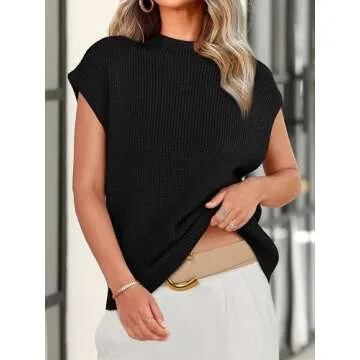 PRETTYGARDEN Mock Neck Sleeveless Sweater Vest for Women