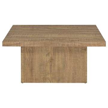 Coaster Home Furnishings Zetta Square Cocktail Living Room Coffee Table Engineered Eco-Friendly Wood Look Laminate Veneer Rustic Farmhouse Mango Brown 708068