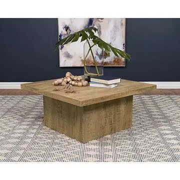 Coaster Home Furnishings Zetta Square Cocktail Living Room Coffee Table Engineered Eco-Friendly Wood Look Laminate Veneer Rustic Farmhouse Mango Brown 708068