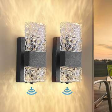Dusk to Dawn Sensor Outdoor Wall Lights - Set of 2 Modern LED Sconces
