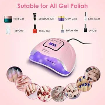UV Gel Nail Lamp,150W UV Nail Dryer LED Light for Gel Polish-4 Timers Professional Nail Art Accessories,Curing Gel Toe Nails (Pink)