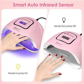 UV Gel Nail Lamp,150W UV Nail Dryer LED Light for Gel Polish-4 Timers Professional Nail Art Accessories,Curing Gel Toe Nails (Pink)