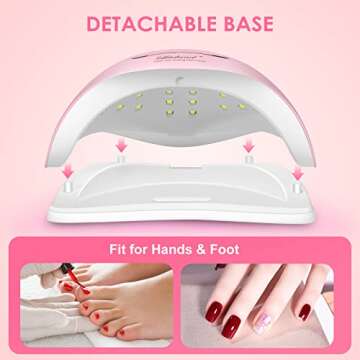 UV Gel Nail Lamp,150W UV Nail Dryer LED Light for Gel Polish-4 Timers Professional Nail Art Accessories,Curing Gel Toe Nails (Pink)