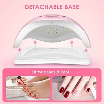 UV Gel Nail Lamp,150W UV Nail Dryer LED Light for Gel Polish-4 Timers Professional Nail Art Accessories,Curing Gel Toe Nails (Pink)