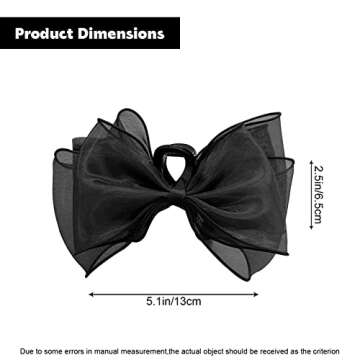AEGYPIUS Bow Hair Claw Clip, 5.1 x 2.5 Inches Large Bow Claw Clip Bow Hair Clips, Bow Claw Clips for Women, Black Bow Claw Clip Bow Hair Claw, Hair Bow Claw Clip with Bow Hair Bow Clip for Women Girls