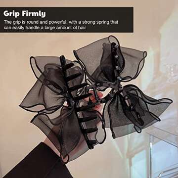 AEGYPIUS Bow Hair Claw Clip, 5.1 x 2.5 Inches Large Bow Claw Clip Bow Hair Clips, Bow Claw Clips for Women, Black Bow Claw Clip Bow Hair Claw, Hair Bow Claw Clip with Bow Hair Bow Clip for Women Girls