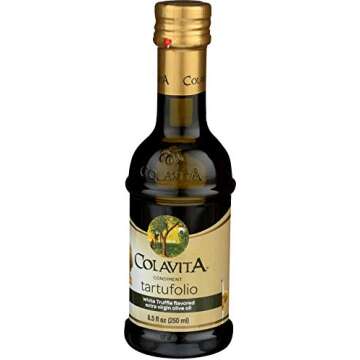 Colavita Flavored EVOO - Tartufolio Condiment, White Truffle Flavored Extra Virgin Olive Oil, 8.5oz Glass Bottle