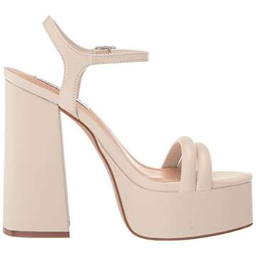 Steve Madden Women's Tille Heeled Sandal, Bone, 7