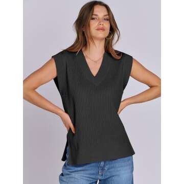 ANRABESS Women's Comfortable V Neck Sweater Vest