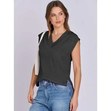 ANRABESS Women's Comfortable V Neck Sweater Vest