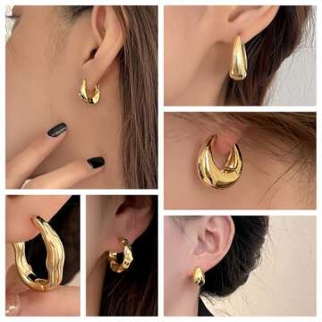 Affordable 14K Gold Hoop Earrings Set for Women