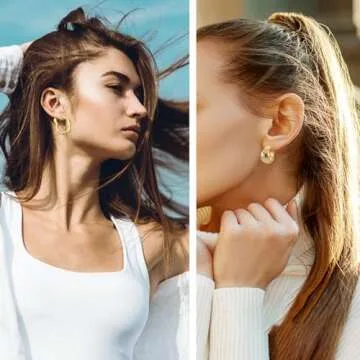 Affordable 14K Gold Hoop Earrings Set for Women