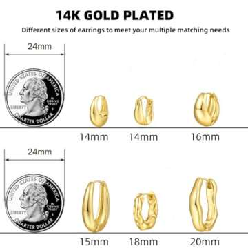 Affordable 14K Gold Hoop Earrings Set for Women