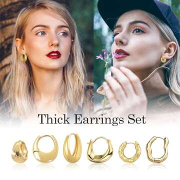 Affordable 14K Gold Hoop Earrings Set for Women