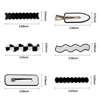 Fastat 12PCS No Bend Hair Clips Fashion Black And White Hair Clips Pretty Hair Pins For Women Hair AccessoriesAcrylic Hair Barrettes For Women With Thick Thin Hair