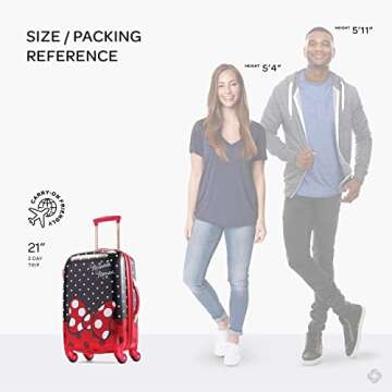 American Tourister Disney Hardside Luggage With Spinner Wheels, Minnie Mouse Red Bow, Carry-On 21-In...