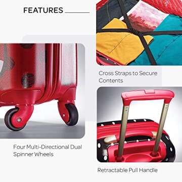 American Tourister Disney Hardside Luggage With Spinner Wheels, Minnie Mouse Red Bow, Carry-On 21-Inch