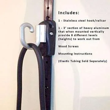 Myosource Kinetic Bands Space Saver Gym Resistance Bands Exercise Equipment for at Home Fitness Workout | Resistance Band Wall Anchor with 1 Rail, 1 Rail Car (Without Resistance Bands)