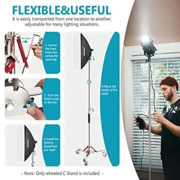 Sturdy Neewer Light Stand with Casters for Photography