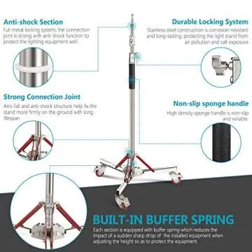 Sturdy Neewer Light Stand with Casters for Photography