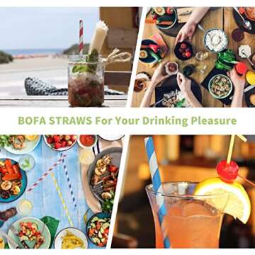 Environment Green White Paper Straws Bulk 100, Disposable Green Striped Drinking Straws with Kraft Box Packing Coktail Straws for Holiday Use Juice Patener