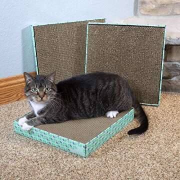Kitty City XL Wide Corrugate Cat Scratchers 3 Pieces, Cat Scratching, Cat Scratch Pad, Door Clips, Furniture Protectors from Cat Scratching
