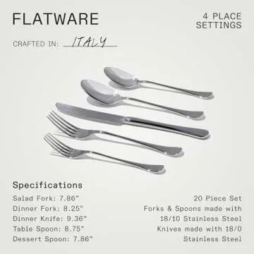 Made In Cookware - Flatware Set - 4 Place Settings (20 Piece Set) - Crafted In Italy