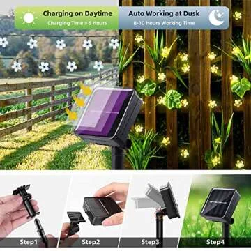 ITICdecor Solar Flower String Lights Outdoor Waterproof 50 LED Fairy Light Christmas Decorations for Garden Fence Patio Yard Christmas Tree, Home, Lawn, Wedding, Patio, Party Decoration (Warm White)
