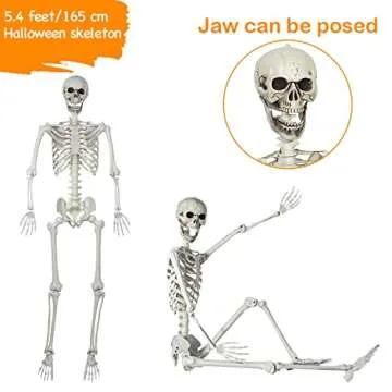 Posable 5.4ft Halloween Skeleton for Spooky Decor