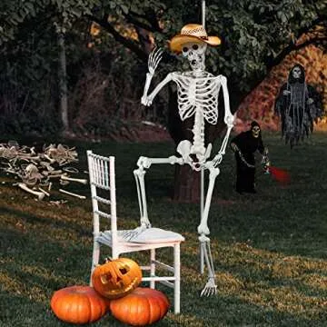 Posable 5.4ft Halloween Skeleton for Spooky Decor