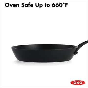 OXO Obsidian Pre-Seasoned Carbon Steel, 8" Frying Pan Skillet with Removable Silicone Handle Holder, Induction, Oven Safe, 1.8 Liters, Black