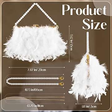 Amylove Feather Clutch Purses for Women Wedding Evening Bride Furry Purse Classy Fringe Purse Glossy...