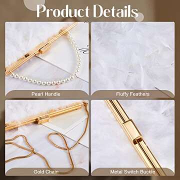 Amylove Feather Clutch Purses for Women Wedding Evening Bride Furry Purse Classy Fringe Purse Glossy Designer Purse(White)