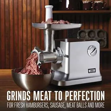 Weston Electric Meat Grinder 1 HP, 750 Watt, Grinds 4 lbs