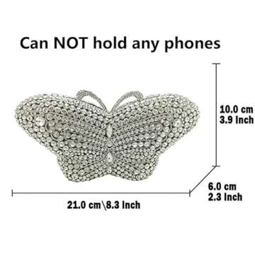 Boutique De FGG Butterfly Crystal Clutch Bags Women Evening Bag Party Rhinestone Handbags Bridal Cry...
