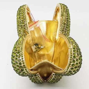 Boutique De FGG Butterfly Crystal Clutch Bags Women Evening Bag Party Rhinestone Handbags Bridal Crystal Clutch Purses,Mini,Green