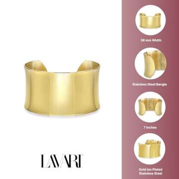 Lavari 1.5" Open Cuff Bangle Bracelet for Women